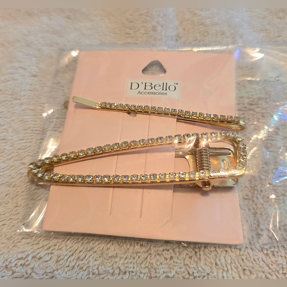 Gold Rhinestone Hair Clip Set
